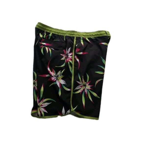 Hot‎ Coals Men’s 8" Swim Trunks XL Elastic Waist GREEN Floral Print Boardshorts - Picture 4 of 7